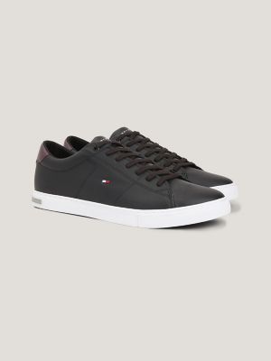 Tommy Hilfiger Corporate Black Leather Mens Sneakers