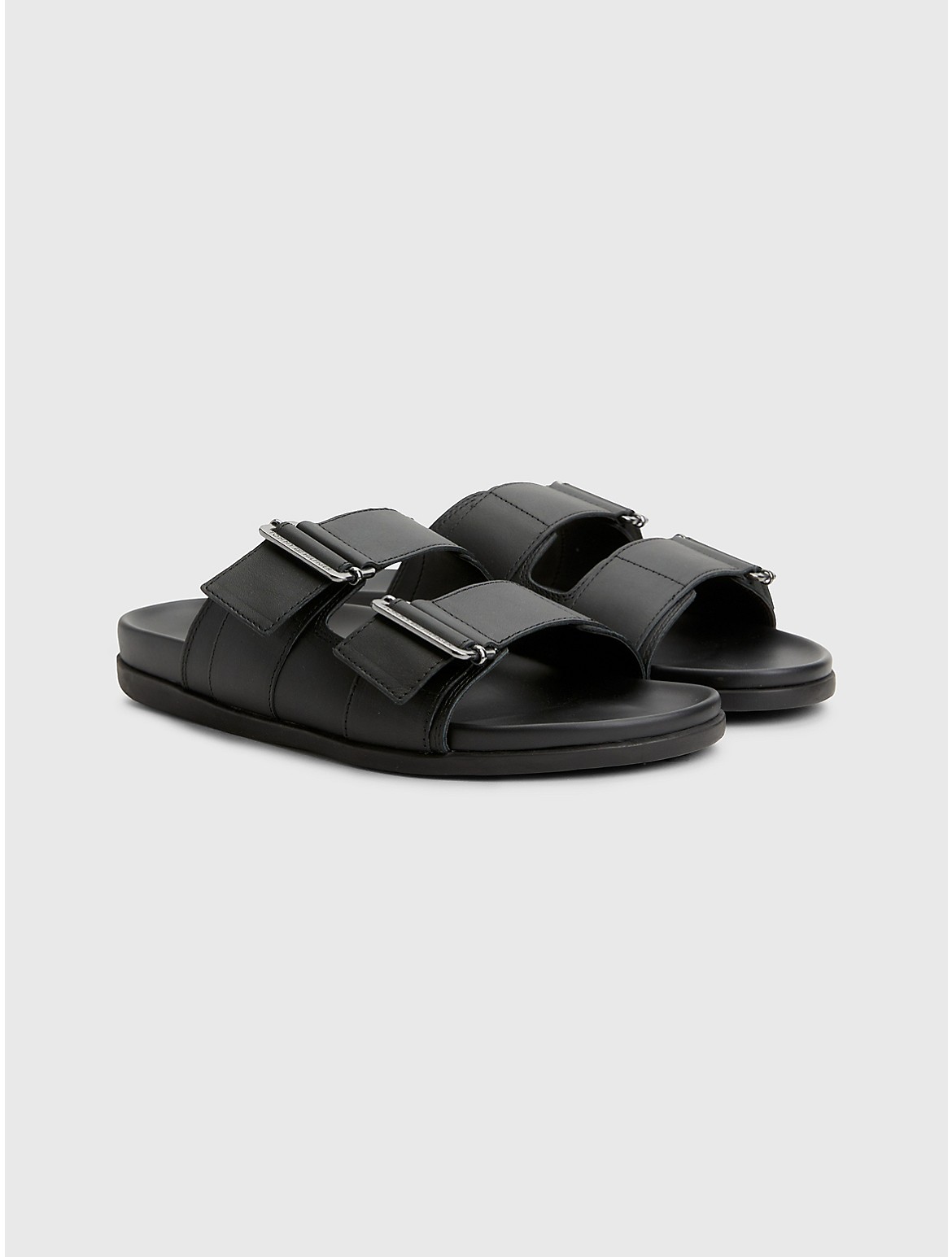 Tommy Hilfiger Men's Adjustable Leather Strap Sandal - Black - 10