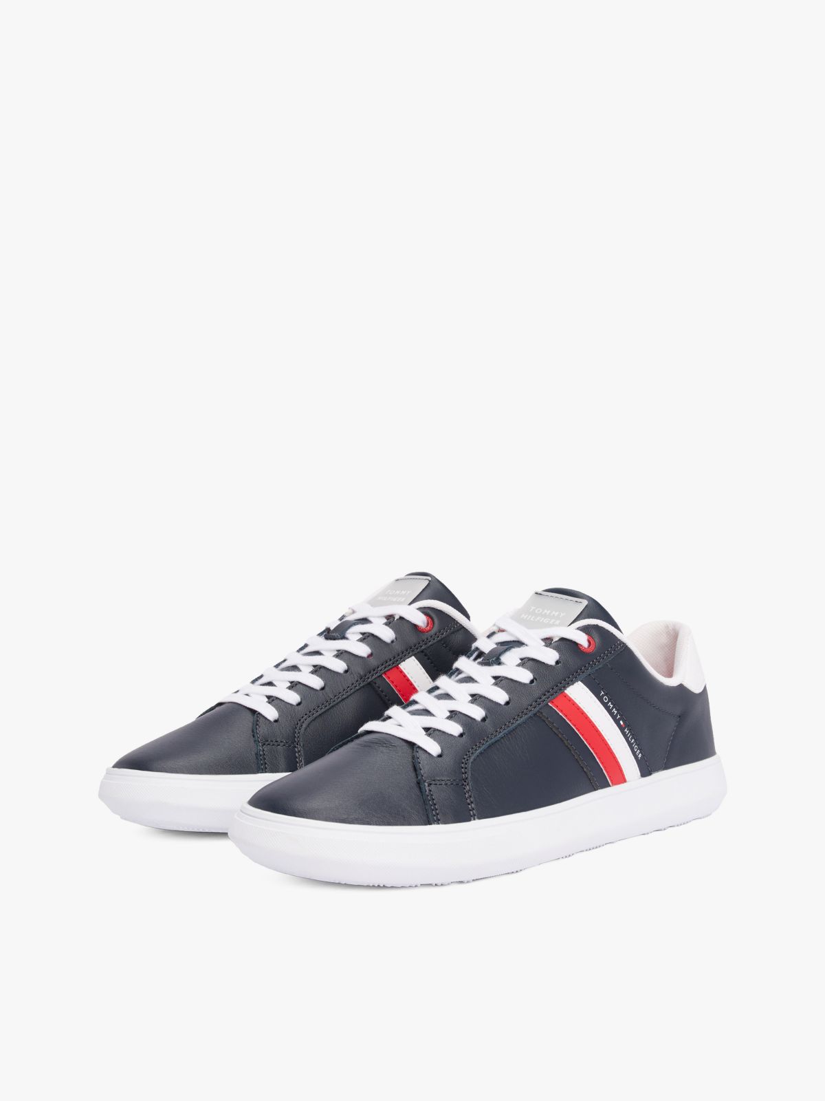 Stripe Leather Cupsole Sneaker — Navy
