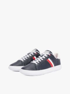 Stripe Leather Cupsole Sneaker — Navy 2