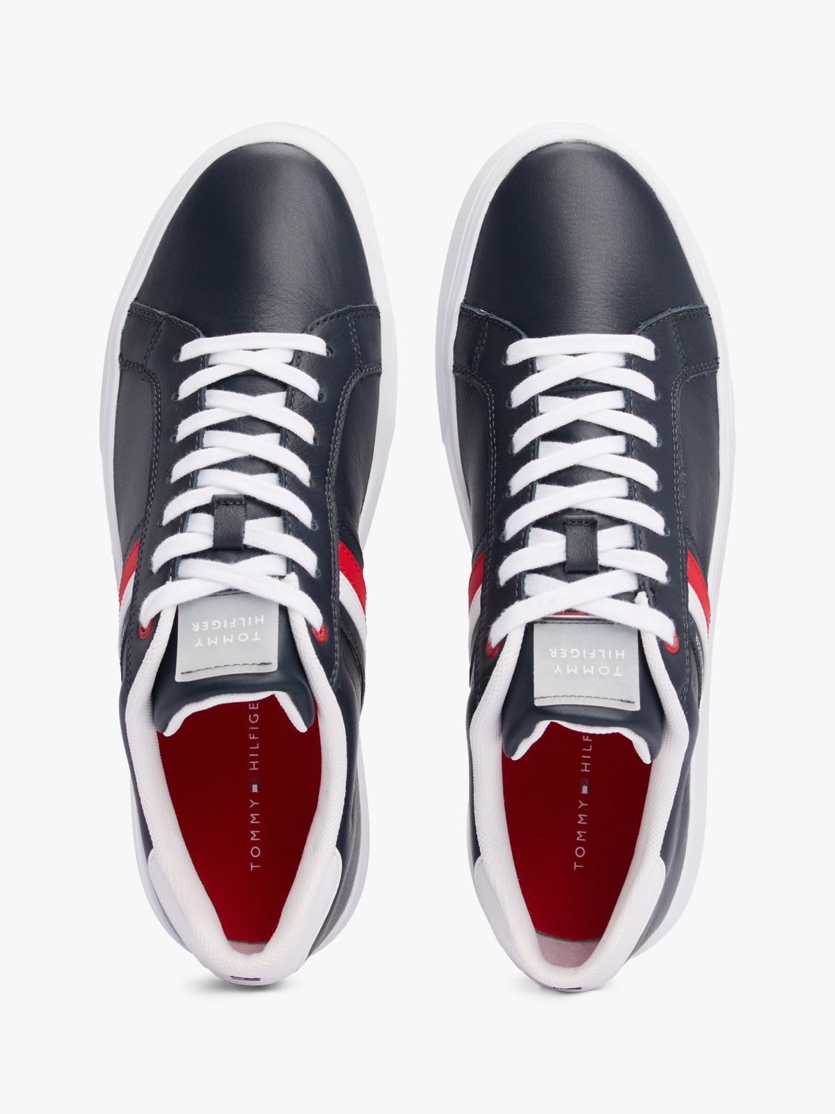 Stripe Leather Cupsole Sneaker — Navy