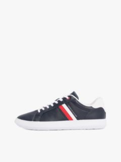 Stripe Leather Cupsole Sneaker — Navy 7
