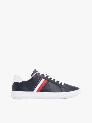 Stripe Leather Cupsole Sneaker, Navy
