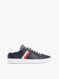 Stripe Leather Cupsole Sneaker — Navy 1