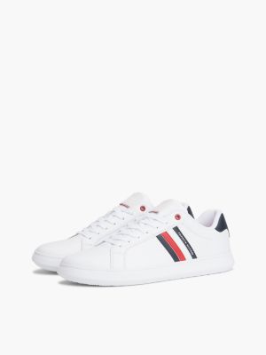 Tommy Hilfiger Men's Stripe Leather Cupsole Sneaker - White - US 8 / EU 41