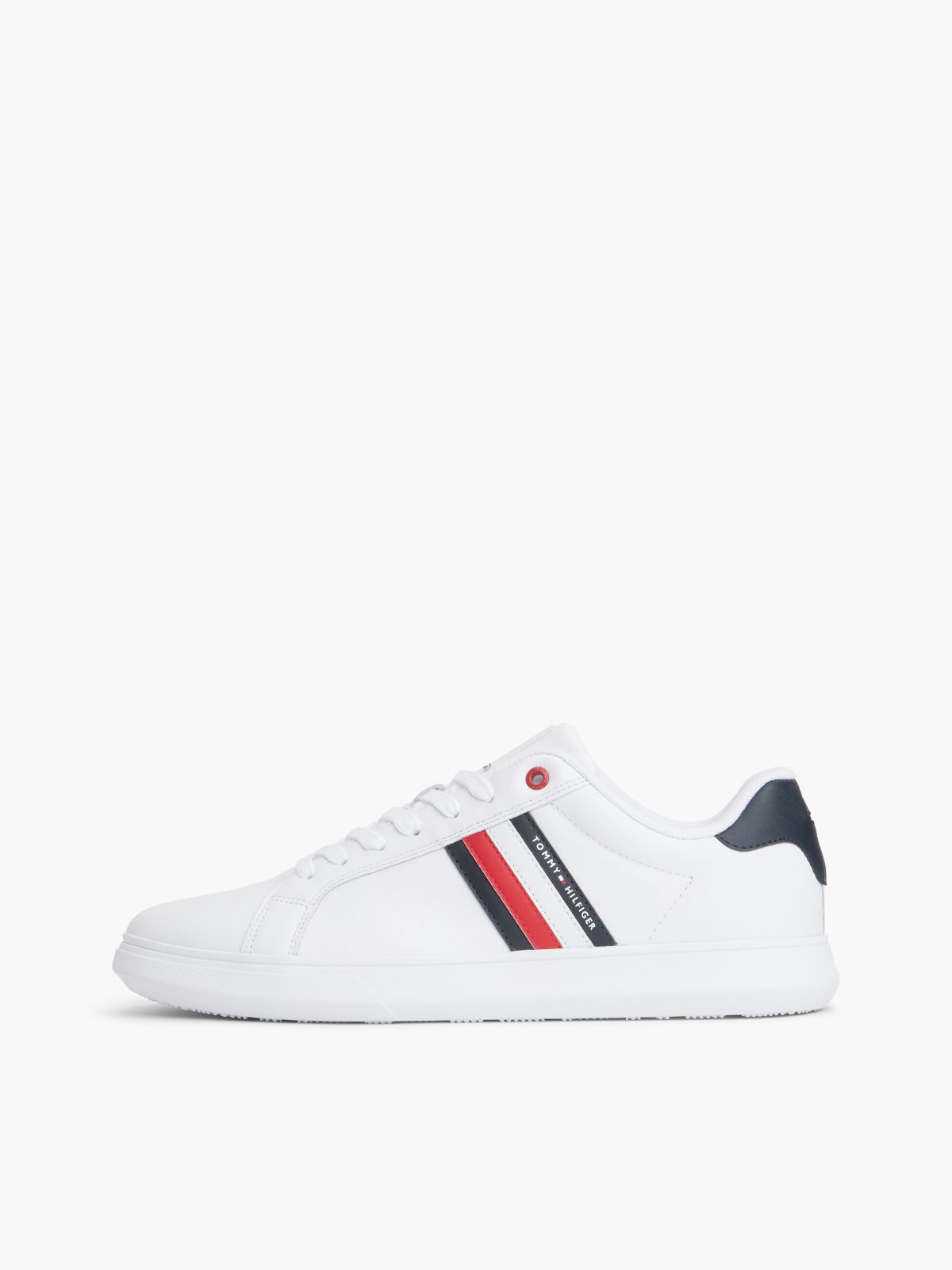 Stripe Leather Cupsole Sneaker — White
