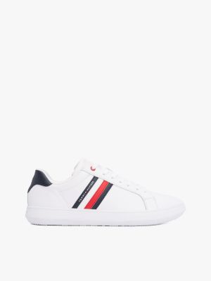 Stripe Leather Cupsole Sneaker, White