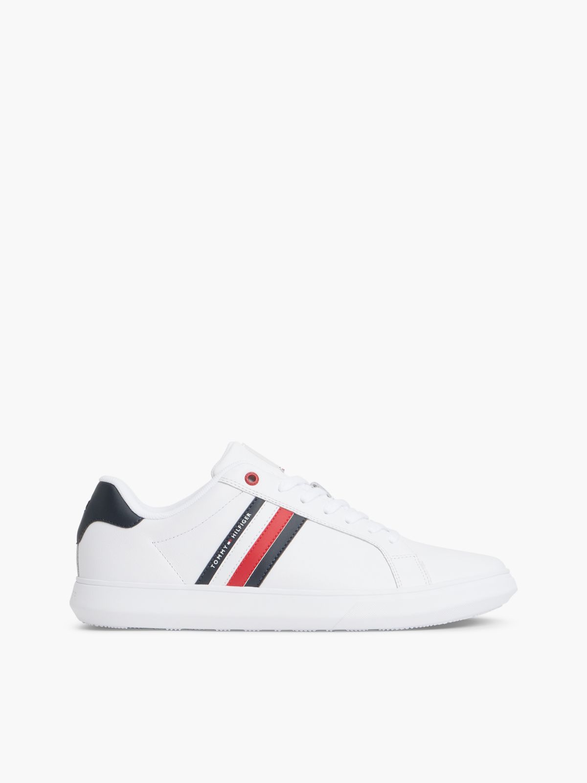 Stripe Leather Cupsole Sneaker — White