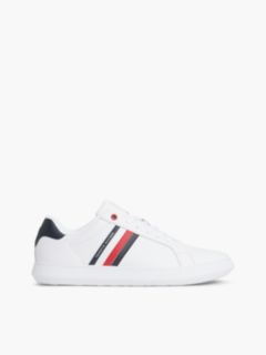 Stripe Leather Cupsole Sneaker — White 1