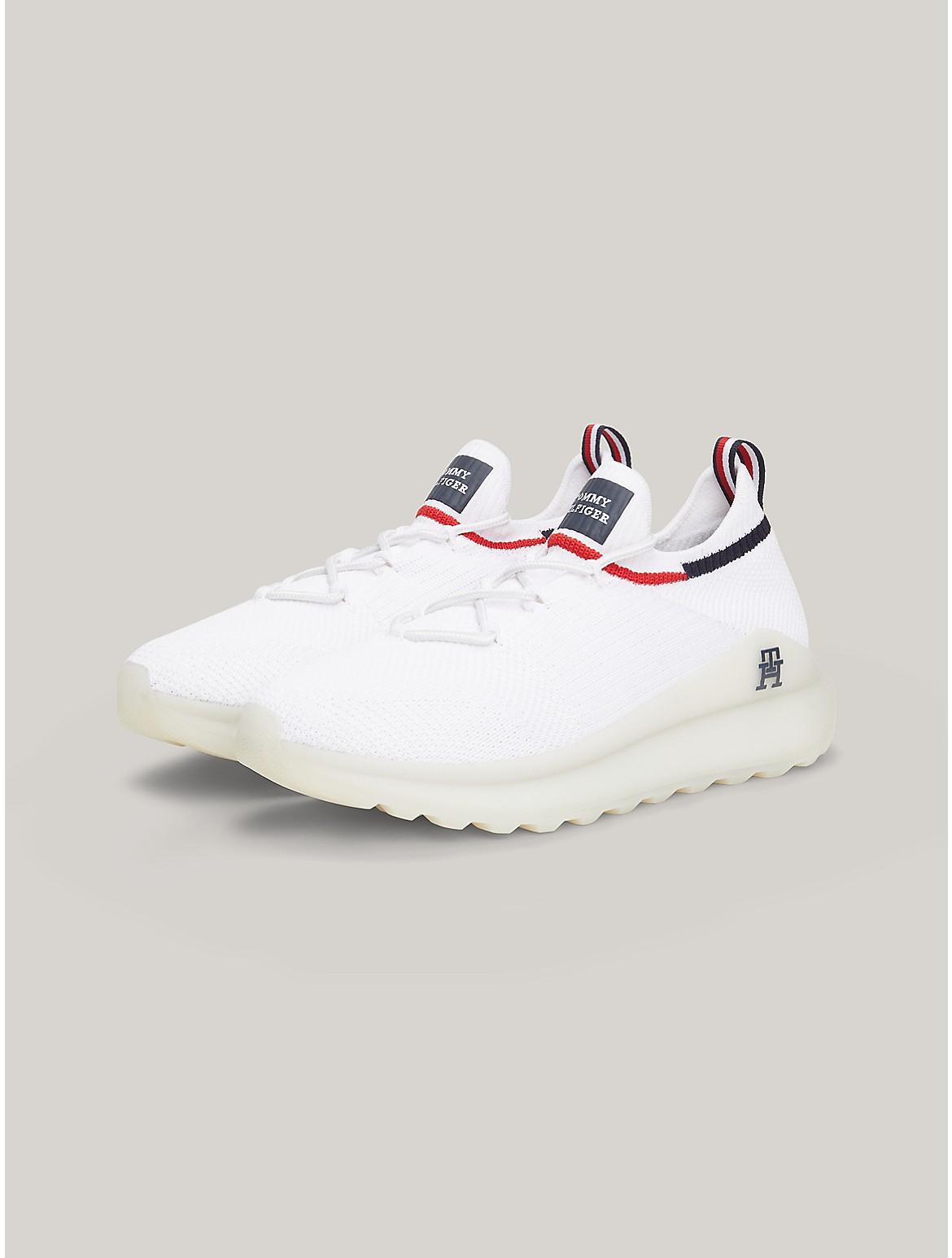 Shop Tommy Hilfiger Th Logo Knit Cleat Sneaker In White