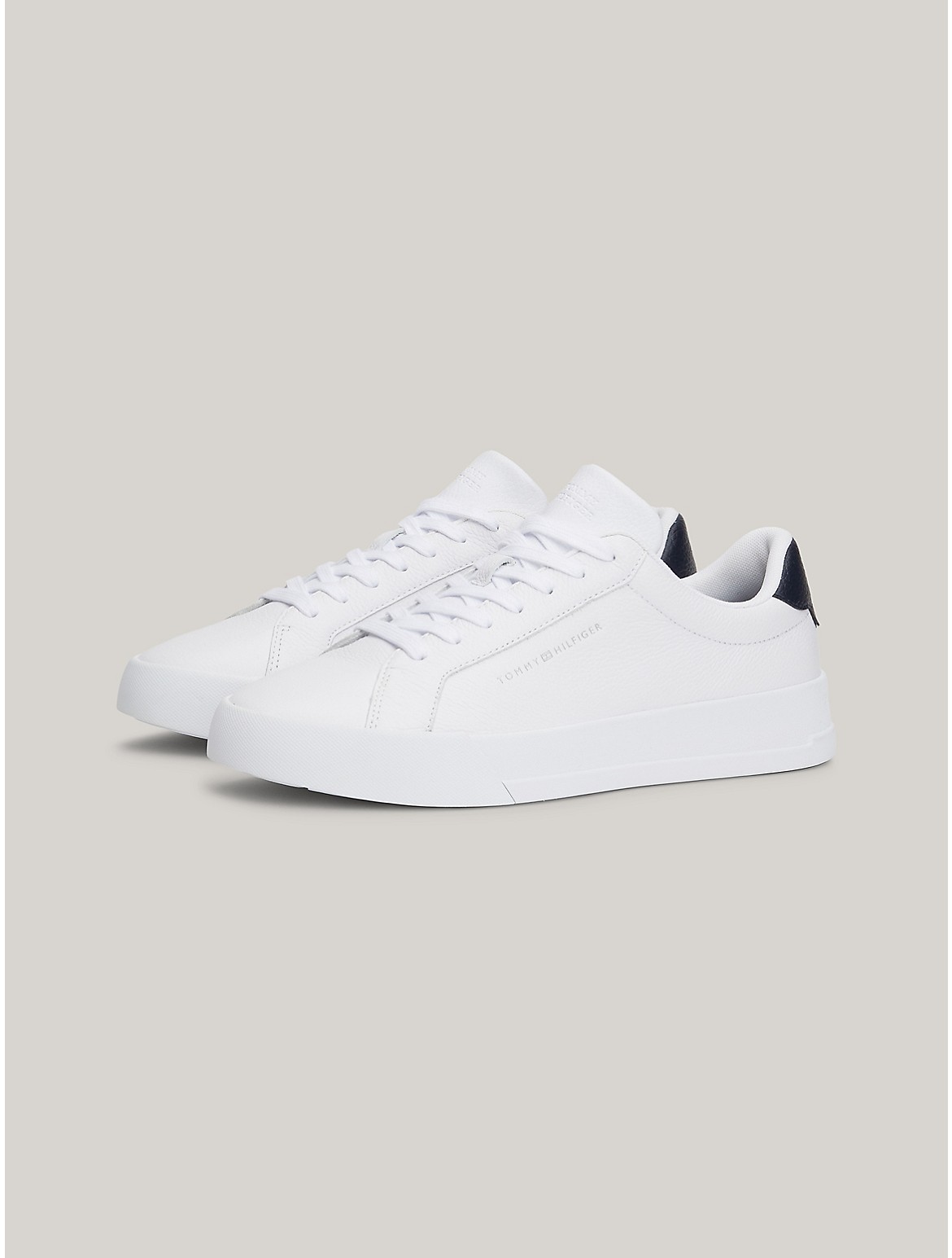 Shop Tommy Hilfiger Pebbled Leather Cupsole Sneaker In White