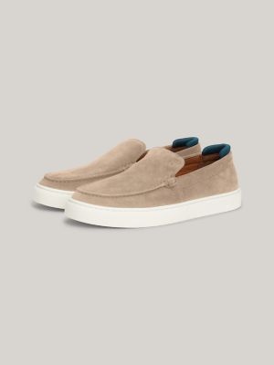 TH Logo Suede Loafer Sneaker, Beige
