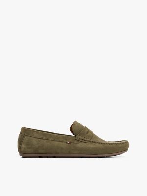 Suede Driving Loafer, Army Green