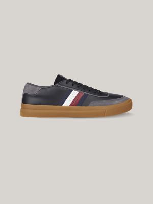 Signature Stripe Leather Sneaker, Black