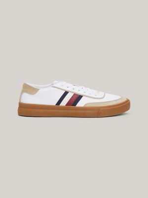 Signature Stripe Leather Sneaker, White
