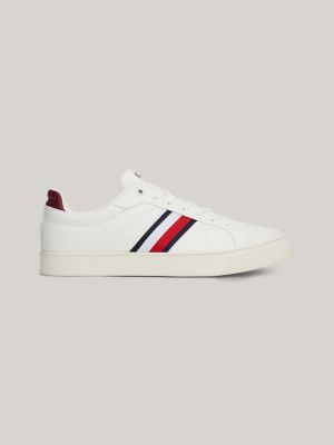 Signature Stripe Leather Court Sneaker, Ancient White/Rouge