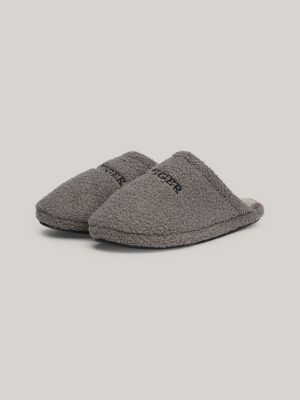 Embroidered Logo Fleece Slipper, Shady Stone