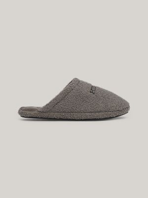Embroidered Logo Fleece Slipper, Shady Stone