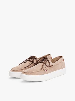 Lace-Up Suede Hybrid Boat Shoe, Coastal Taupe