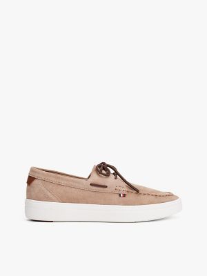 Lace-Up Suede Hybrid Boat Shoe, Coastal Taupe