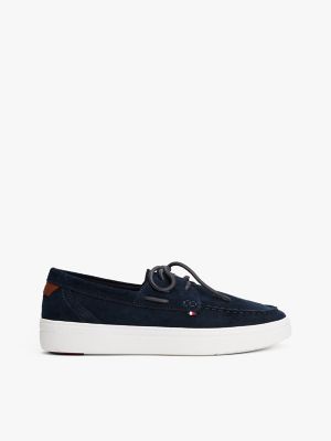 Lace-Up Suede Hybrid Boat Shoe, Navy