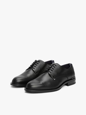 Textured Leather Derby Shoe, Black