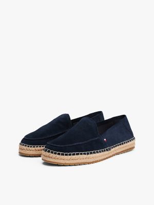 Jute-Trim Suede Espadrille Loafer, Navy