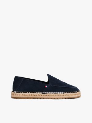 Jute-Trim Suede Espadrille Loafer, Navy