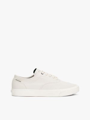 Embossed Logo Canvas Sneaker, Alabaster