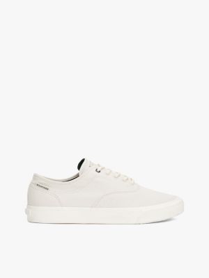 Embossed Logo Canvas Sneaker, Alabaster