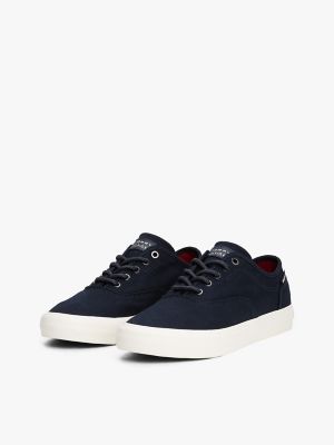 Embossed Logo Canvas Sneaker, Navy