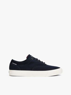 Embossed Logo Canvas Sneaker, Navy