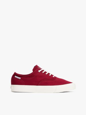 Embossed Logo Canvas Sneaker, Rouge