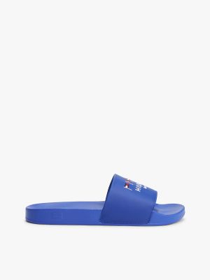 Embroidered Flag Pool Slide, Wedge Blue