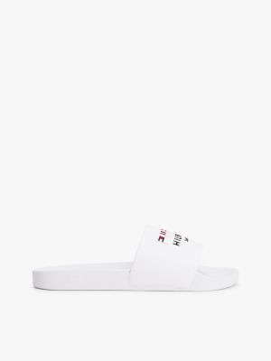 Embroidered Flag Pool Slide, White