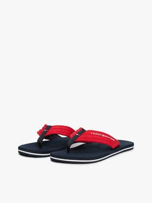 Webbed-Strap Logo Flip-Flop, Primary Red