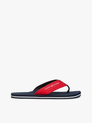 Webbed-Strap Logo Flip-Flop, Primary Red