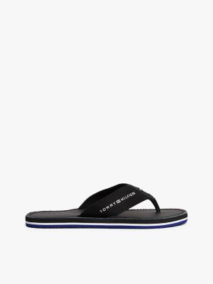 Canvas Strap Logo Flip-Flop, Black