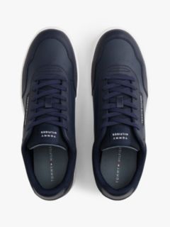 Mixed Media Leather Court Sneaker — Navy 3