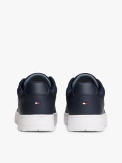 Mixed Media Leather Court Sneaker — Navy 4
