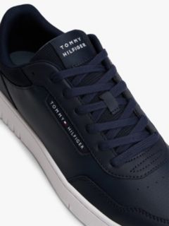 Mixed Media Leather Court Sneaker — Navy 6