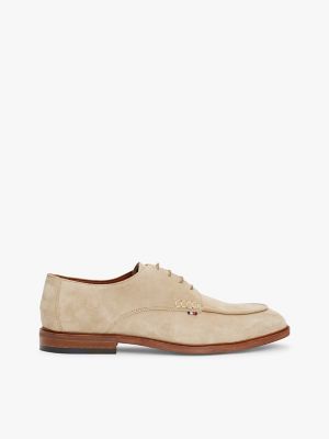 Stitched Suede Derby Shoe, Beige
