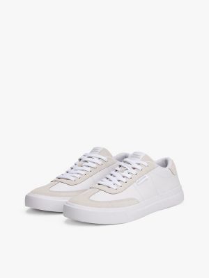Contrast Suede Sneaker, White