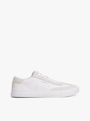 Contrast Suede Sneaker, White