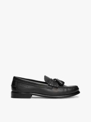Leather Tassel Loafer, Black