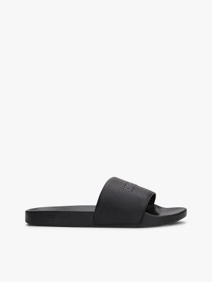 Hilfiger Pebbled Pool Slide, Black