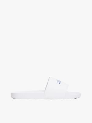 Hilfiger Pebbled Pool Slide, White