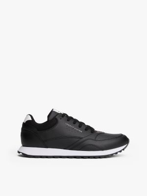 Leather-Mix Runner Sneaker, Black / White
