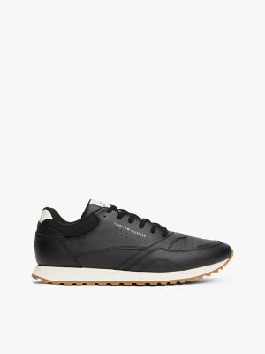 Leather-Mix Runner Sneaker, Black