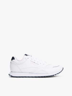 Leather-Mix Runner Sneaker, White